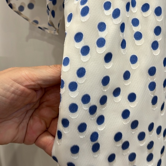 EUC Lovers & Friends blue velvet dotted white georgette fabric shorts romper - Picture 7 of 15